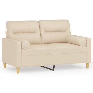 vidaXL 2-osobowa sofa z poduszkami, kremowa, 120 cm, tkanina