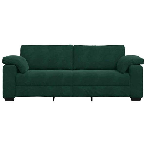 vidaXL Sofa 3-osobowa, ciemnozielona, 220x77x82 cm, aksamit