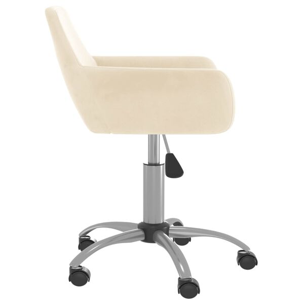 vidaXL Obrotowe krzesło stołowe, kremowe, obite aksamitem