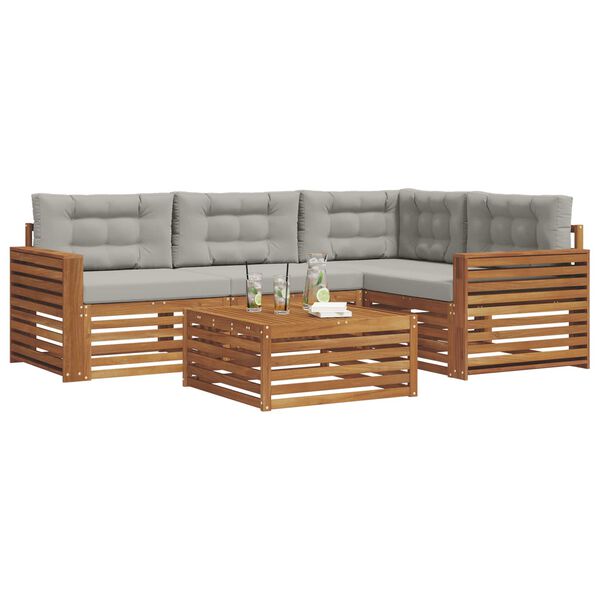 vidaXL Zestaw sof na zewnątrz z poduszką 5 pcs Naturalny i Jasny Szary