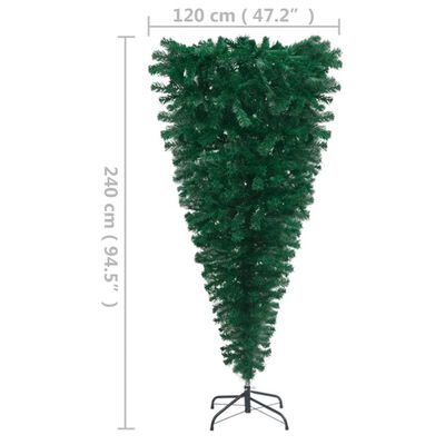 vidaXL Sztuczna choinka z lampkami, zielona, odwrócona, 240 cm
