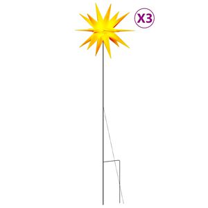 vidaXL Ozdoby świetlne LED z prętami, składane 3 szt., ż&oacute;łte, 57 cm