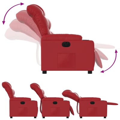 vidaXL Elektryczny fotel rozkładany, czerwony, obity sztuczną skórą