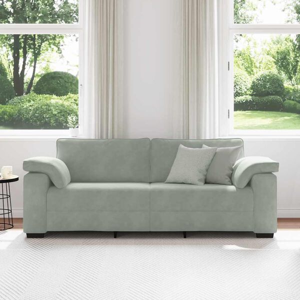vidaXL Sofa 3-osobowa, jasnoszara, 178 cm, tapicerowana aksamitem