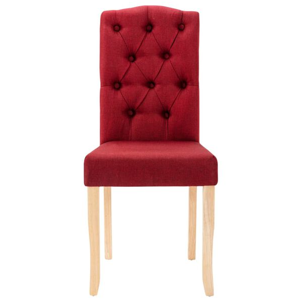 vidaXL Krzesła stołowe, 6 szt., winna czerwień, tapicerowane tkaniną