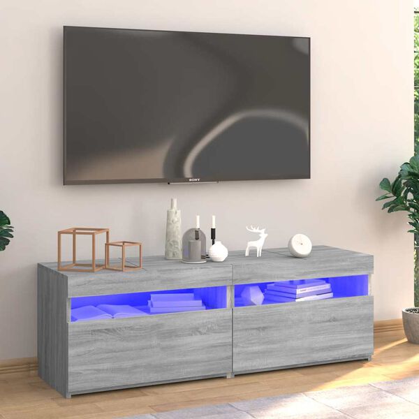 vidaXL Szafka pod TV z LED, szary dąb sonoma, 120x35x40 cm