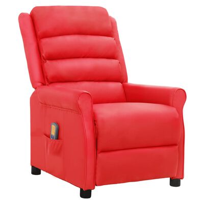 vidaXL Fotel masujący, czerwony, tapicerowany sztuczną skórą