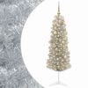 vidaXL Sztuczna wąska choinka z bombkami 150 cm 150 LED Ciepła biel