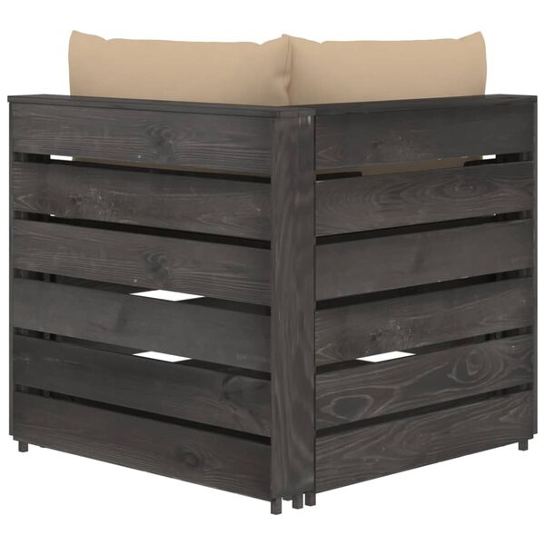 vidaXL Ogrodowa sofa 2-os z poduszkami, impregnowane na szaro drewno