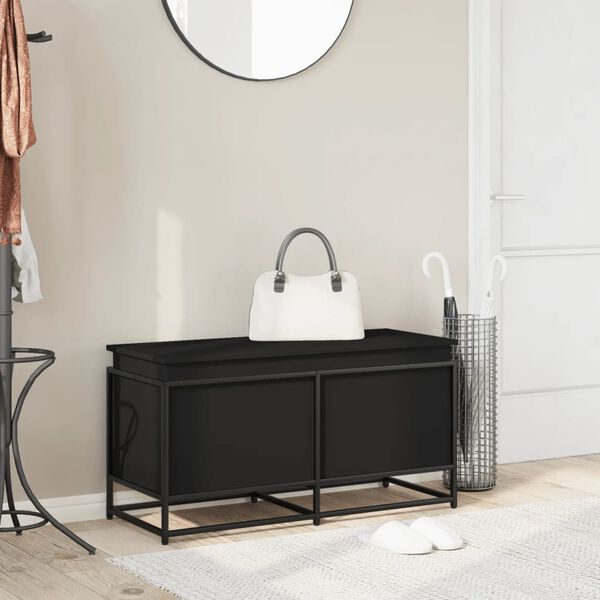 vidaXL Skrzynia z pokrywą, czarna, 100x40x51,5 cm