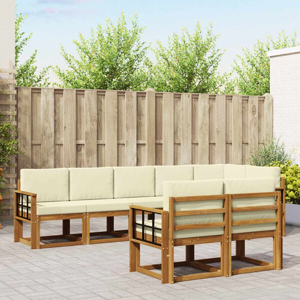 vidaXL Zestaw sof na zewnątrz z poduszką 8 pcs Naturalny i Kremowy