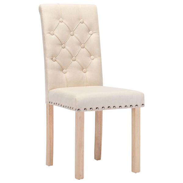 vidaXL Krzesła stołowe, 4 szt., kremowe, obite tkaniną