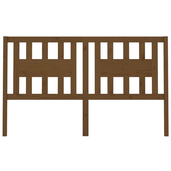 vidaXL Wezgłowie ł&oacute;żka, brązowe, 126x4x100 cm, lite drewno sosnowe