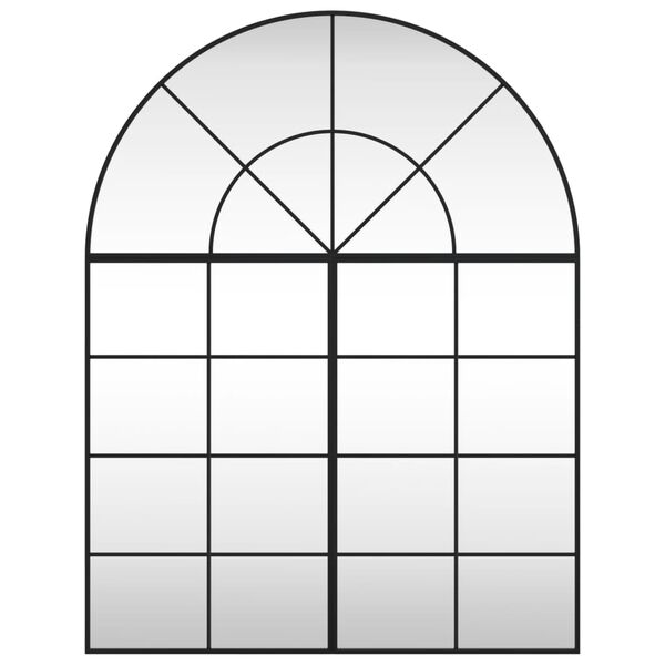 vidaXL Lustro ścienne, czarne, 100x130 cm, zakończone łukiem, żelazo