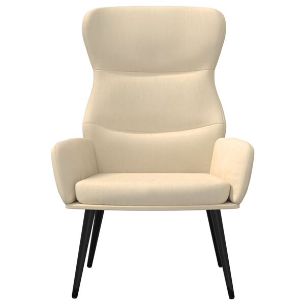 vidaXL Krzesło wypoczynkowe, kremowe, obite tkaniną