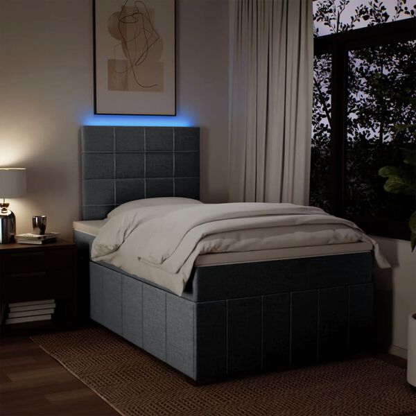 vidaXL Ł&oacute;żko kontynentalne z materacem, jasnoszare, 120x190 cm tkanina