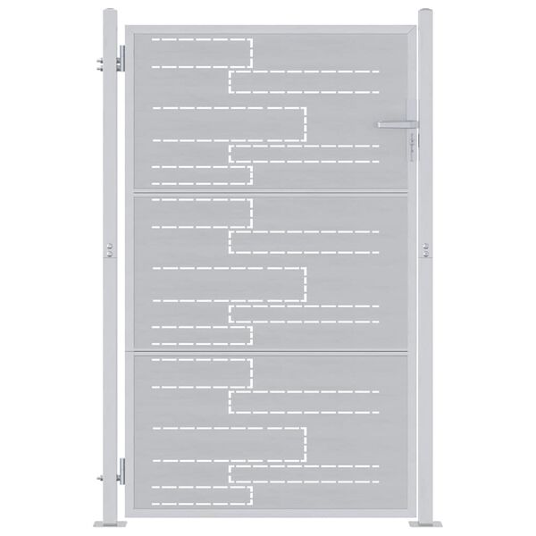 vidaXL Brama ogrodowa Z blokadą Srebrny 100 x 125 cm Stal nierdzewna