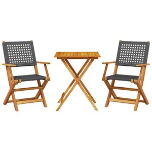 vidaXL 3-cz. zestaw mebli bistro, czarny rattan PE i drewno
