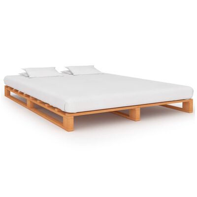 vidaXL Rama łóżka z palet, brązowa, lite drewno sosnowe, 120 x 200 cm
