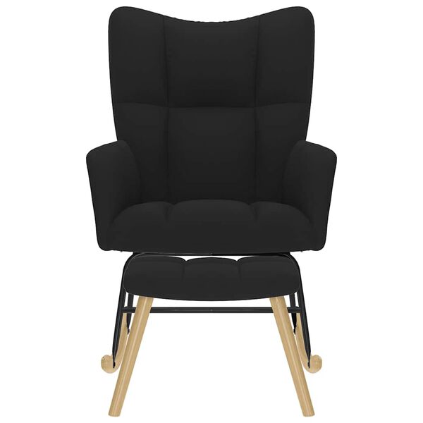 vidaXL Fotel bujany z podn&oacute;żkiem, czarny, tkaniną