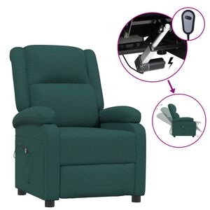 vidaXL Elektryczny fotel rozkładany, ciemnozielony, obity tkaniną