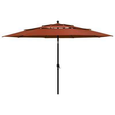 vidaXL 3-poziomowy parasol na aluminiowym słupku, terakotowy, 3,5 m