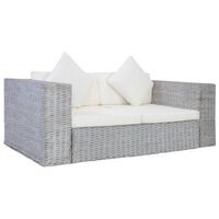 vidaXL 2-osobowa sofa z poduszkami, szara, naturalny rattan