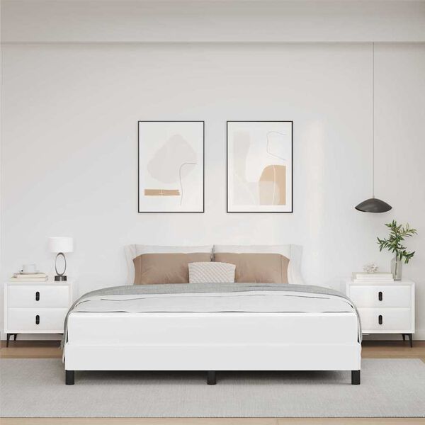 vidaXL Ramka ł&oacute;żka z materacem Czysta Biała 180 x 200 cm tkanina