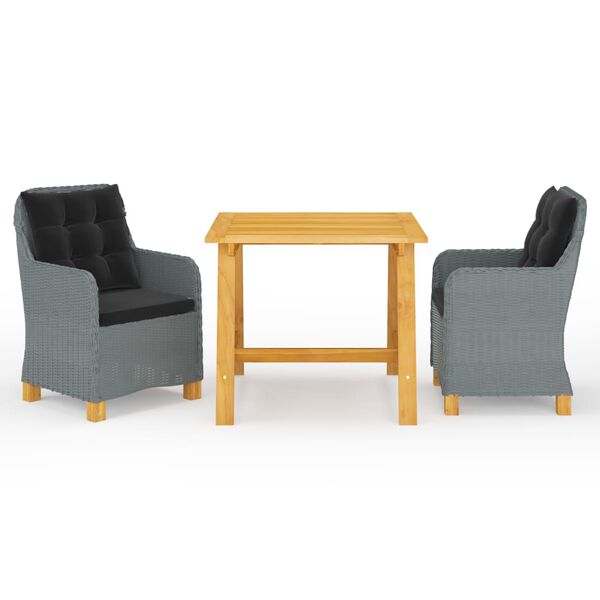 vidaXL 3-częściowy zestaw mebli ogrodowych, jasnoszary