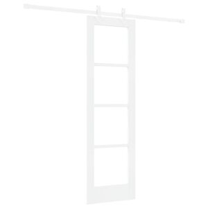 vidaXL Drzwi przesuwne Biały 61 x 198,5 cm Lite drewno sosnowe i szkło