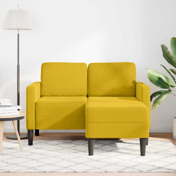 vidaXL Sofa 2-osobowa z szezlongiem w kształcie litery L, ż&oacute;łta, 125cm