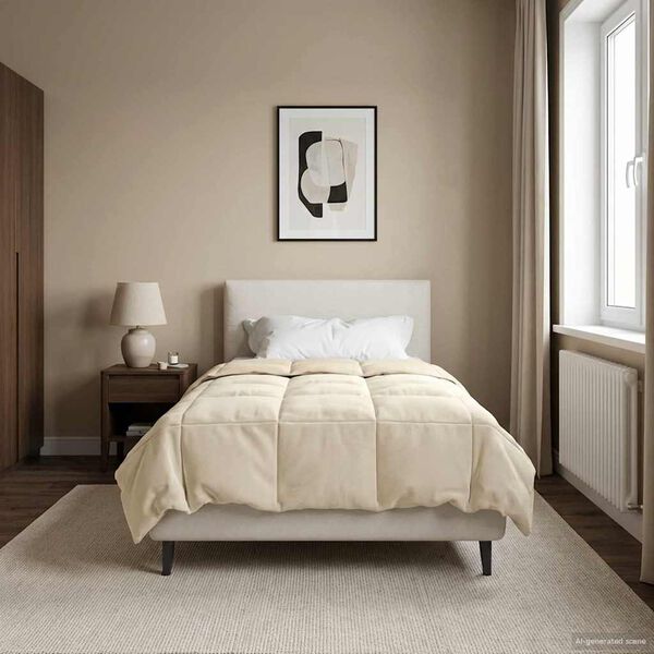 vidaXL Letni Kołdra Kwiłtowany Kremowy 135 x 220 cm Mikrofibra