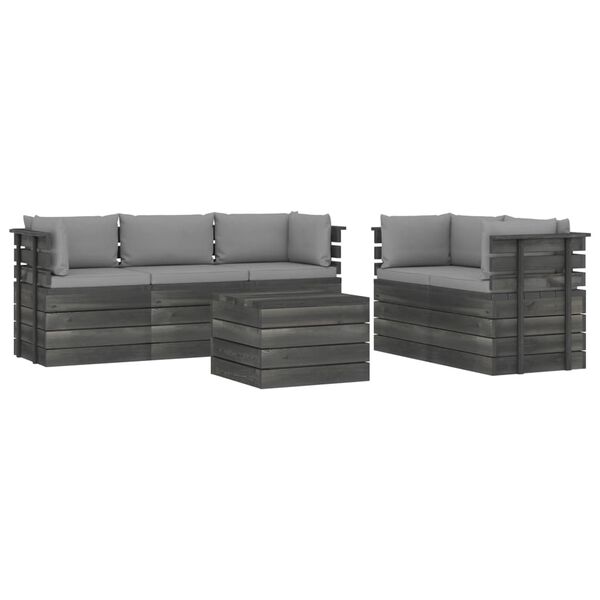 vidaXL 6-cz. zestaw wypoczynkowy z palet, z poduszkami, lita sosna