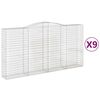 vidaXL Kosze gabionowe, 9 szt, 400x50x200/220 cm, galwanizowane żelazo