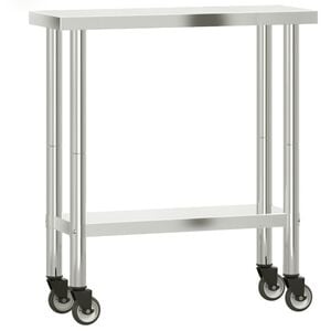 vidaXL Kuchenny st&oacute;ł roboczy na k&oacute;łkach 82,5x30x85 cm, stal nierdzewna