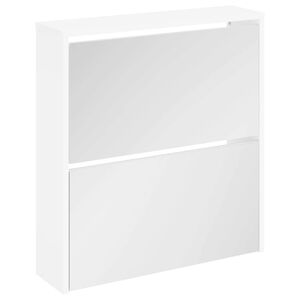 vidaXL Szafka na buty z 2 p&oacute;łkami i lustrem, biała, 63x17x67 cm