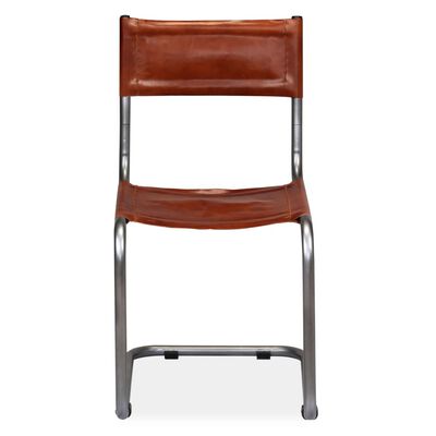 vidaXL Krzesła stołowe, 4 szt. brązowe, skóra naturalna