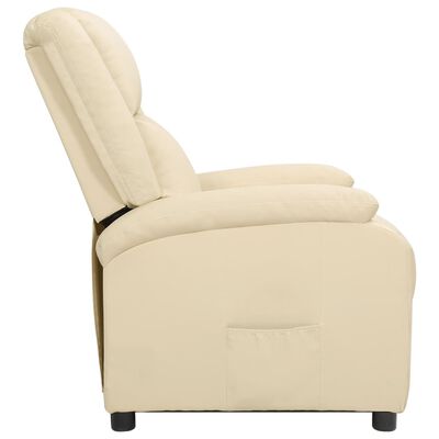vidaXL Rozkładany fotel, kremowy, skóra naturalna