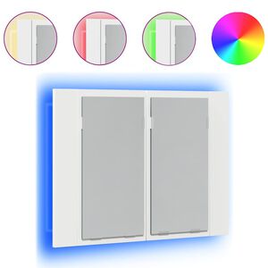 vidaXL Szafka łazienkowa z lustrem i LED, biała, 60x12x45 cm, akryl
