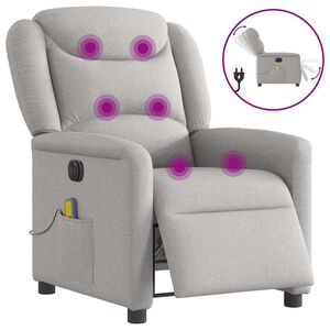 vidaXL Rozkładany fotel masujący, elektryczny, szara, tkanina