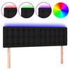 vidaXL Zagł&oacute;wek do ł&oacute;żka z LED, czarny, 144x5x78/88 cm, tkanina