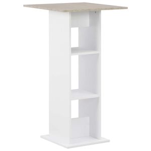 vidaXL Stolik barowy, biel i kolor betonu, 60 x 60 x 110 cm
