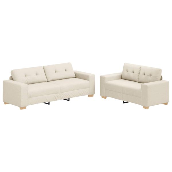 vidaXL Sofa 2 pcs Beżowy Tkanina lniana