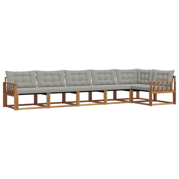 vidaXL Zestaw sof na zewnątrz z poduszką 6 pcs Naturalny i Jasny Szary