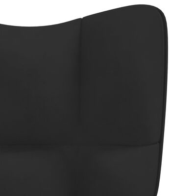 vidaXL Fotel bujany z podnóżkiem, czarny, obity aksamitem