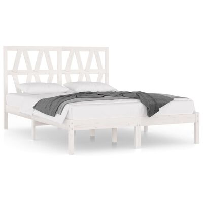 vidaXL Rama łóżka, biała, lita sosna, 120x190 cm, podwójna