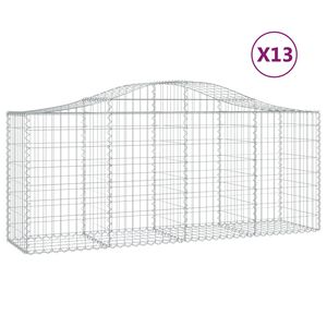 vidaXL Kosze gabionowe, 13 szt, 200x50x80/100 cm, galwanizowane żelazo