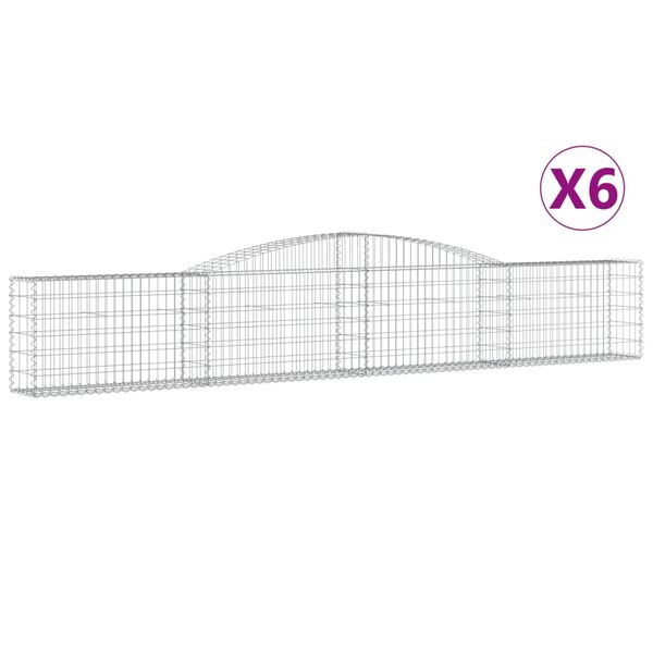 vidaXL Kosze gabionowe, 6 szt, 400x30x60/80 cm, galwanizowane żelazo