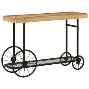 vidaXL Stolik konsolowy, 112x36x76 cm, lite drewno mango i żelazo