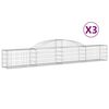 vidaXL Kosze gabionowe, 3 szt., 300x30x40/60 cm, galwanizowane żelazo